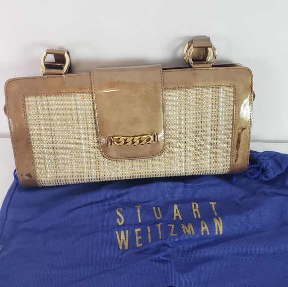 Stuart Weitzman patent leather tweed shoulder bag - Picture 2 of 12